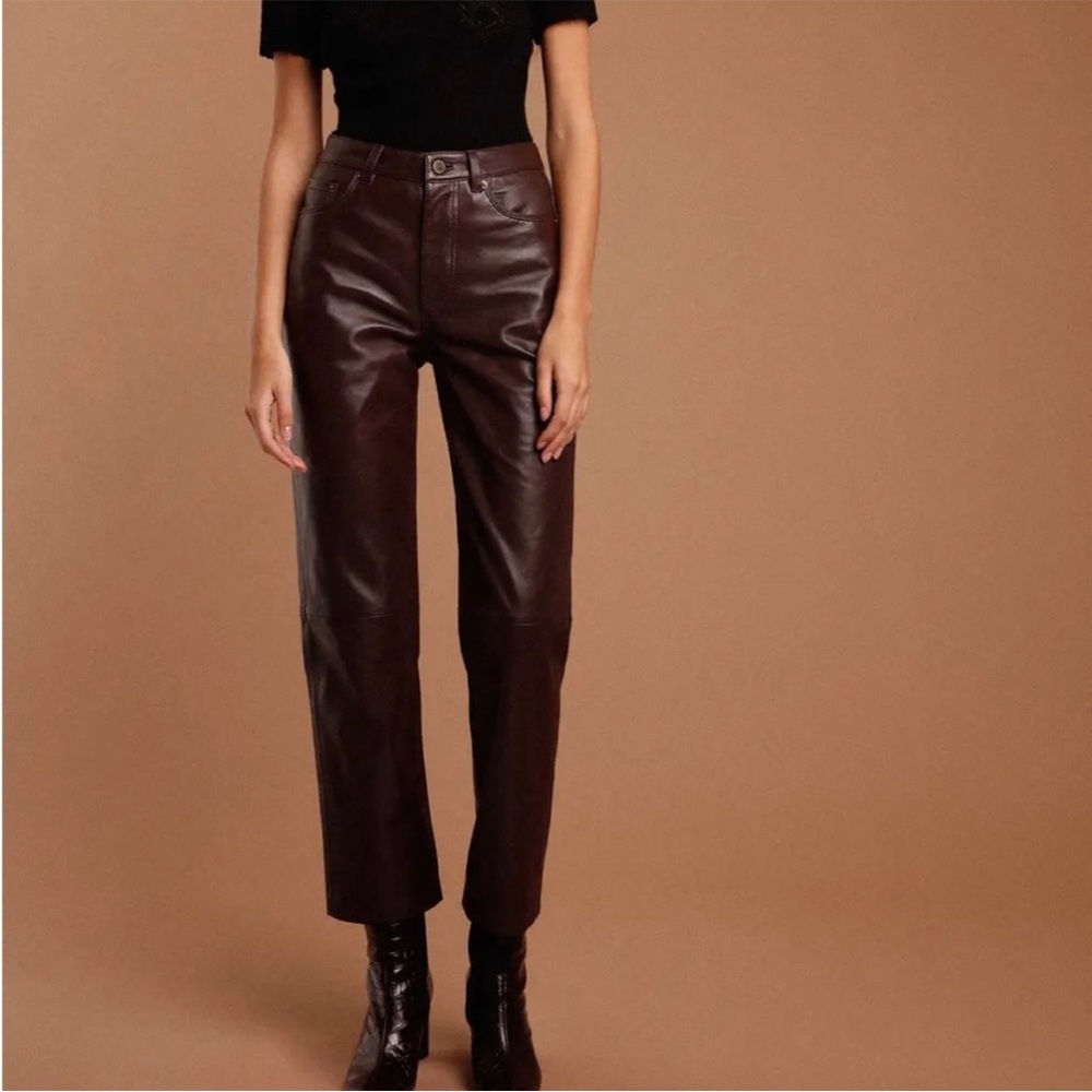 Rouje Marais brown leather pants, size 38